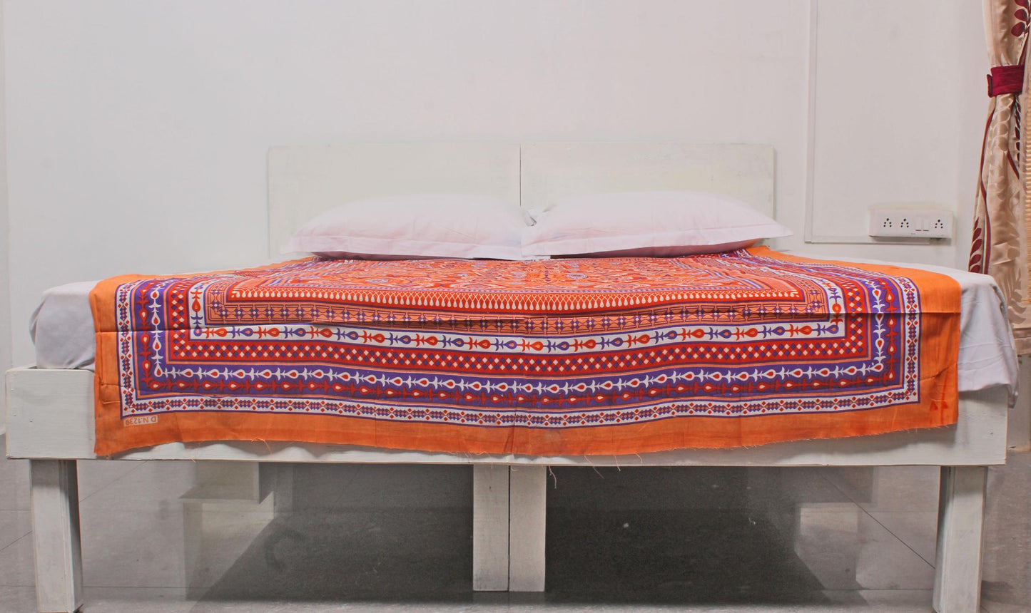 Orange Border Geometric Single Bedsheet 60 X 90 Inches