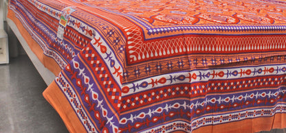 Orange Border Geometric Single Bedsheet 60 X 90 Inches