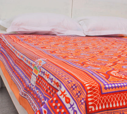 Orange Border Geometric Single Bedsheet 60 X 90 Inches