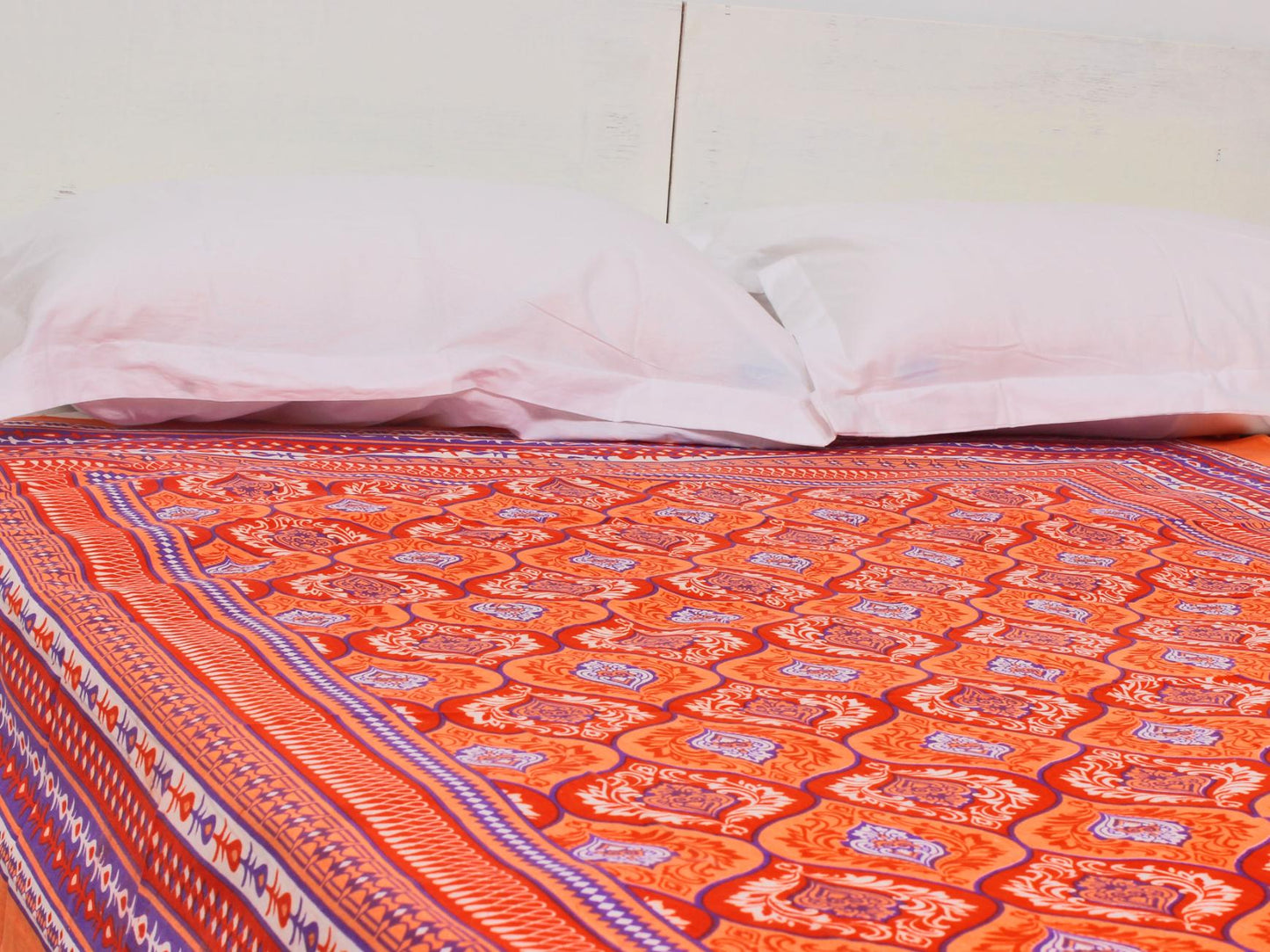 Orange Border Geometric Single Bedsheet 60 X 90 Inches