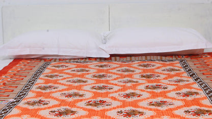 Orange Motifs Geometric Single Bedsheet 60 X 90 Inches