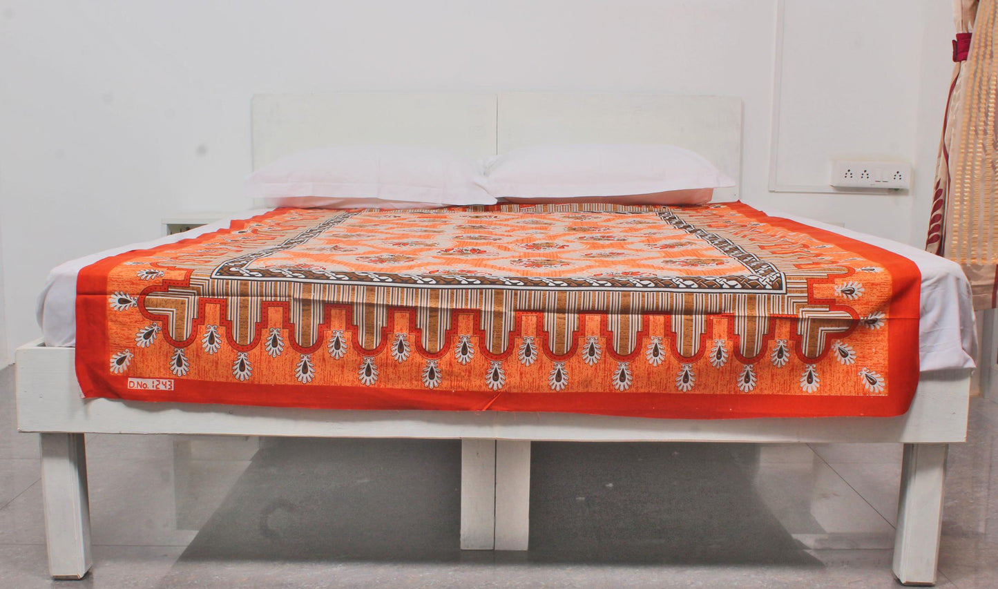 Orange Motifs Geometric Single Bedsheet 60 X 90 Inches