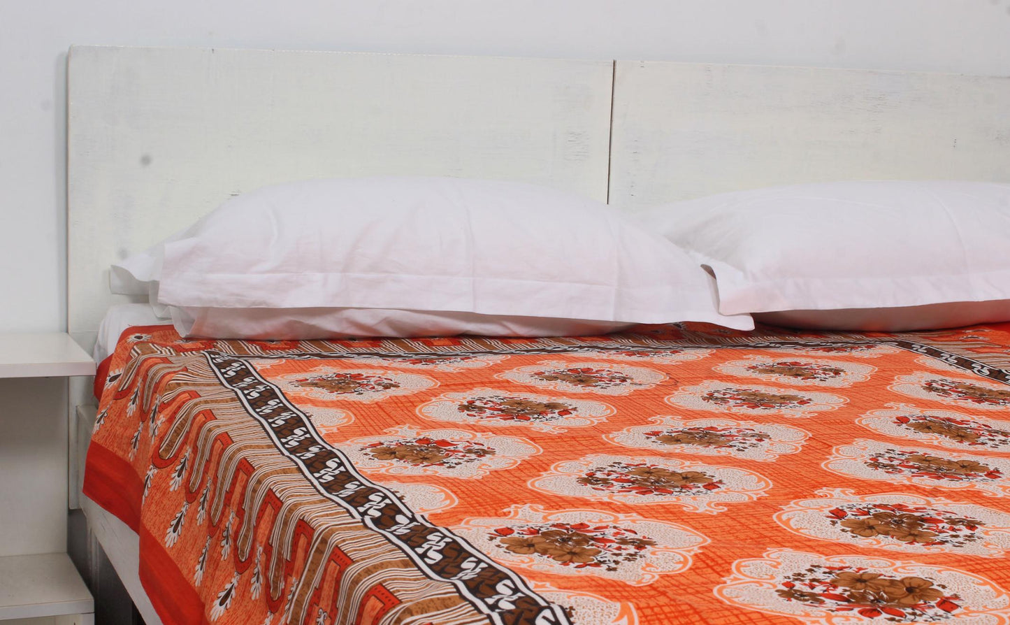 Orange Motifs Geometric Single Bedsheet 60 X 90 Inches