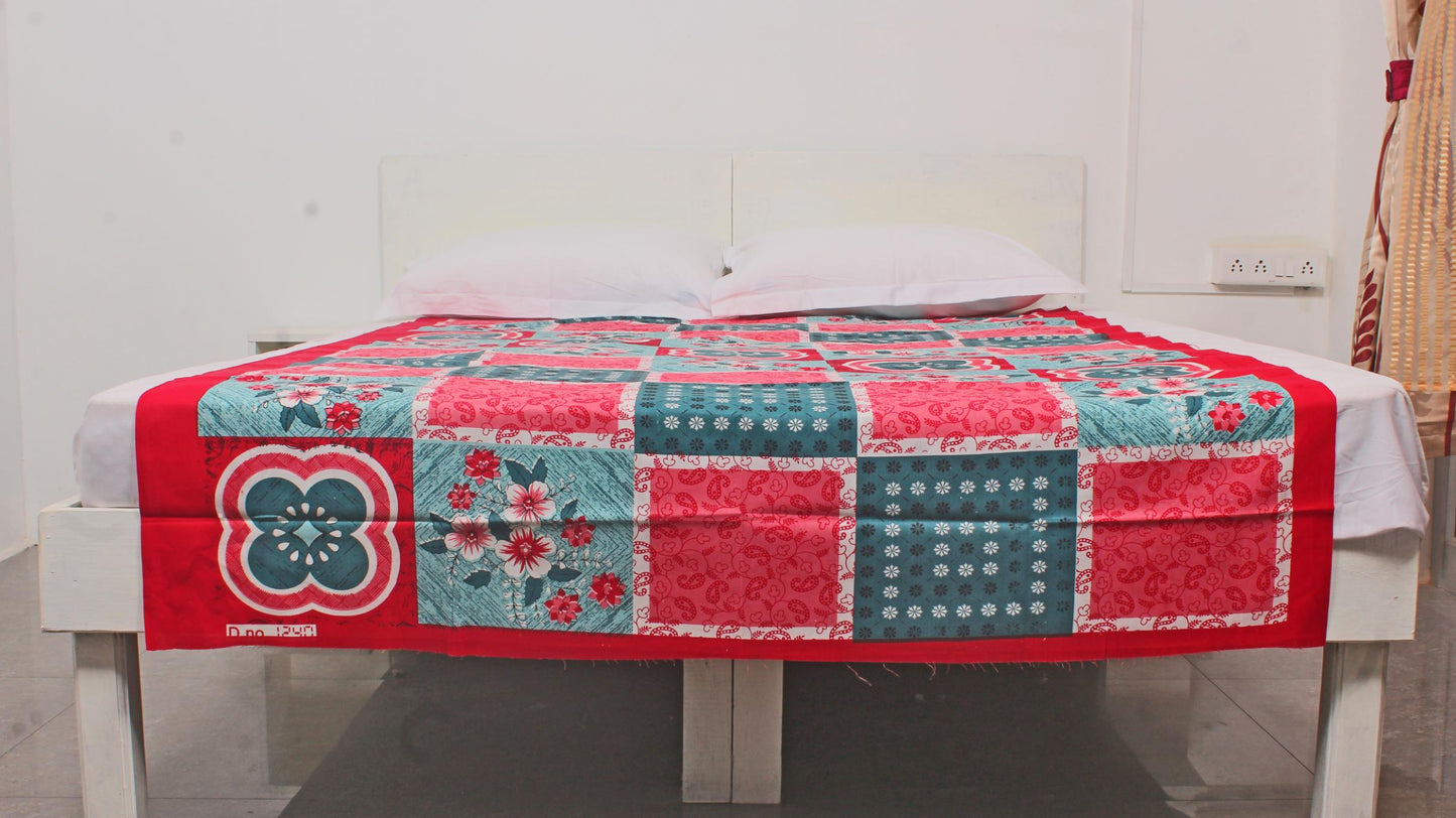 Red Checked  Printed Single Bedsheet 60X90 Inches