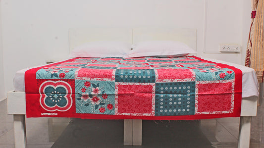 Red Checked  Printed Single Bedsheet 60X90 Inches