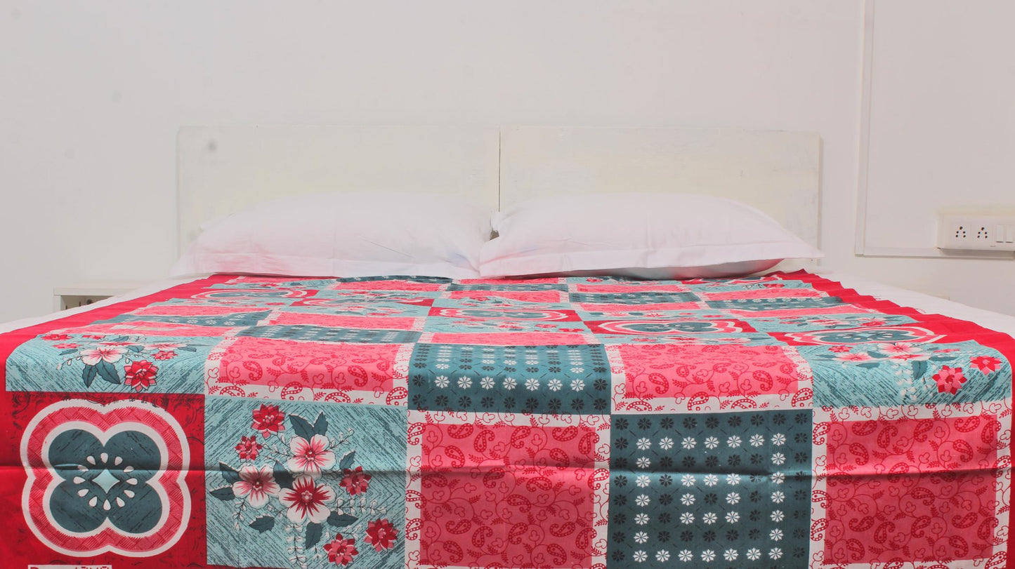 Red Checked  Printed Single Bedsheet 60X90 Inches