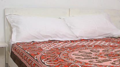 Brown Floral Printed Single Bedsheet 60 X 90 Inches