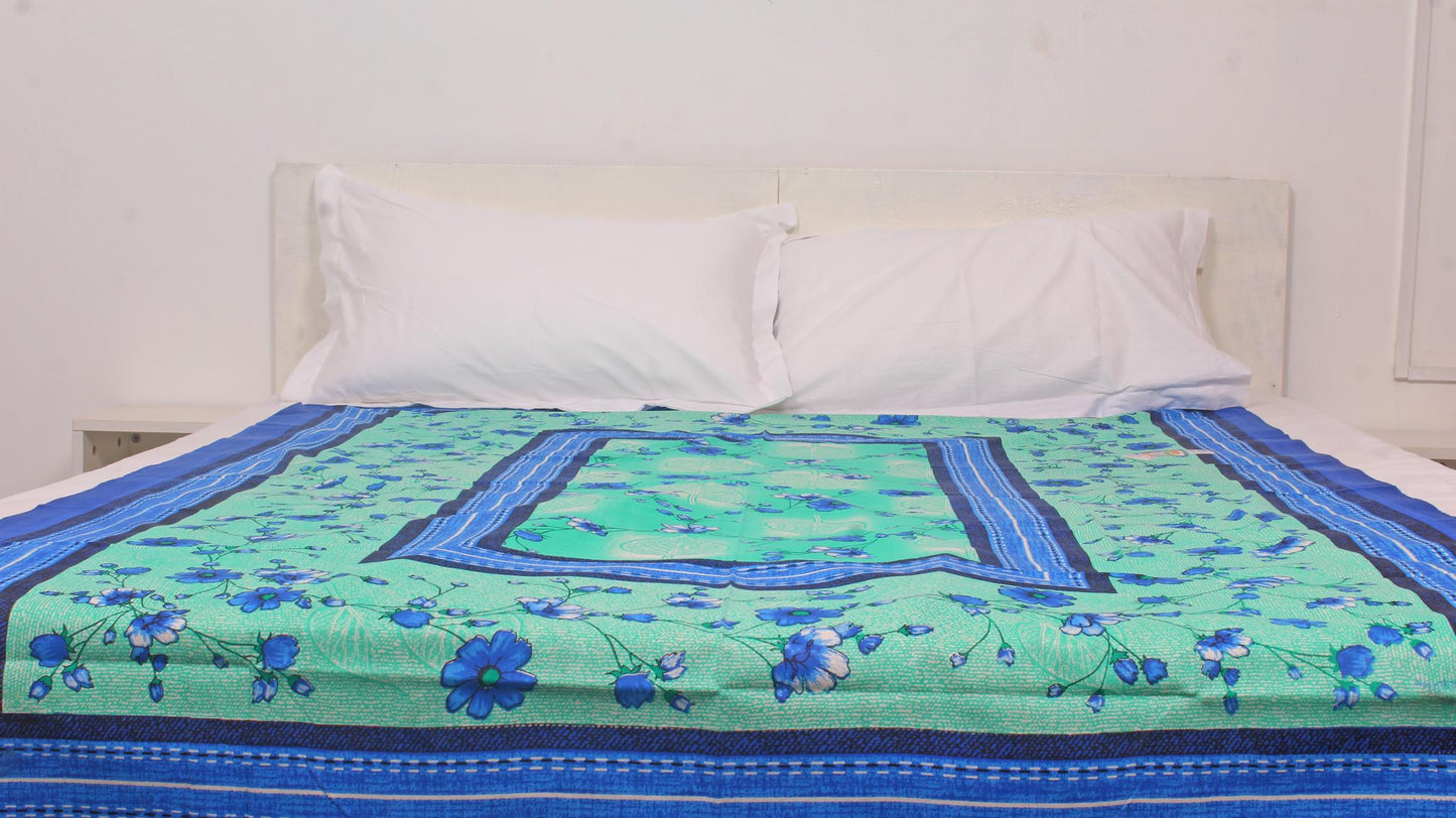 Blue Border Printed Single Bedsheet 60 X 90 Inches