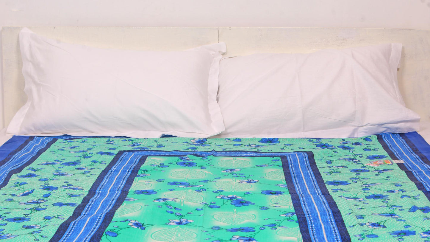 Blue Border Printed Single Bedsheet 60 X 90 Inches