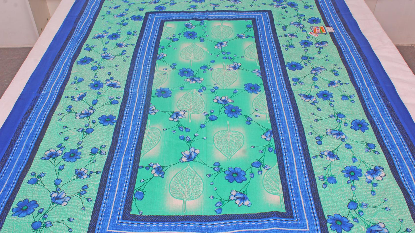 Blue Border Printed Single Bedsheet 60 X 90 Inches