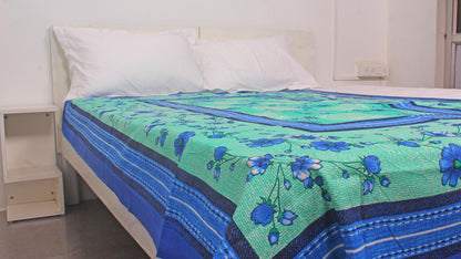 Blue Border Printed Single Bedsheet 60 X 90 Inches