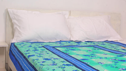 Blue Border Printed Single Bedsheet 60 X 90 Inches