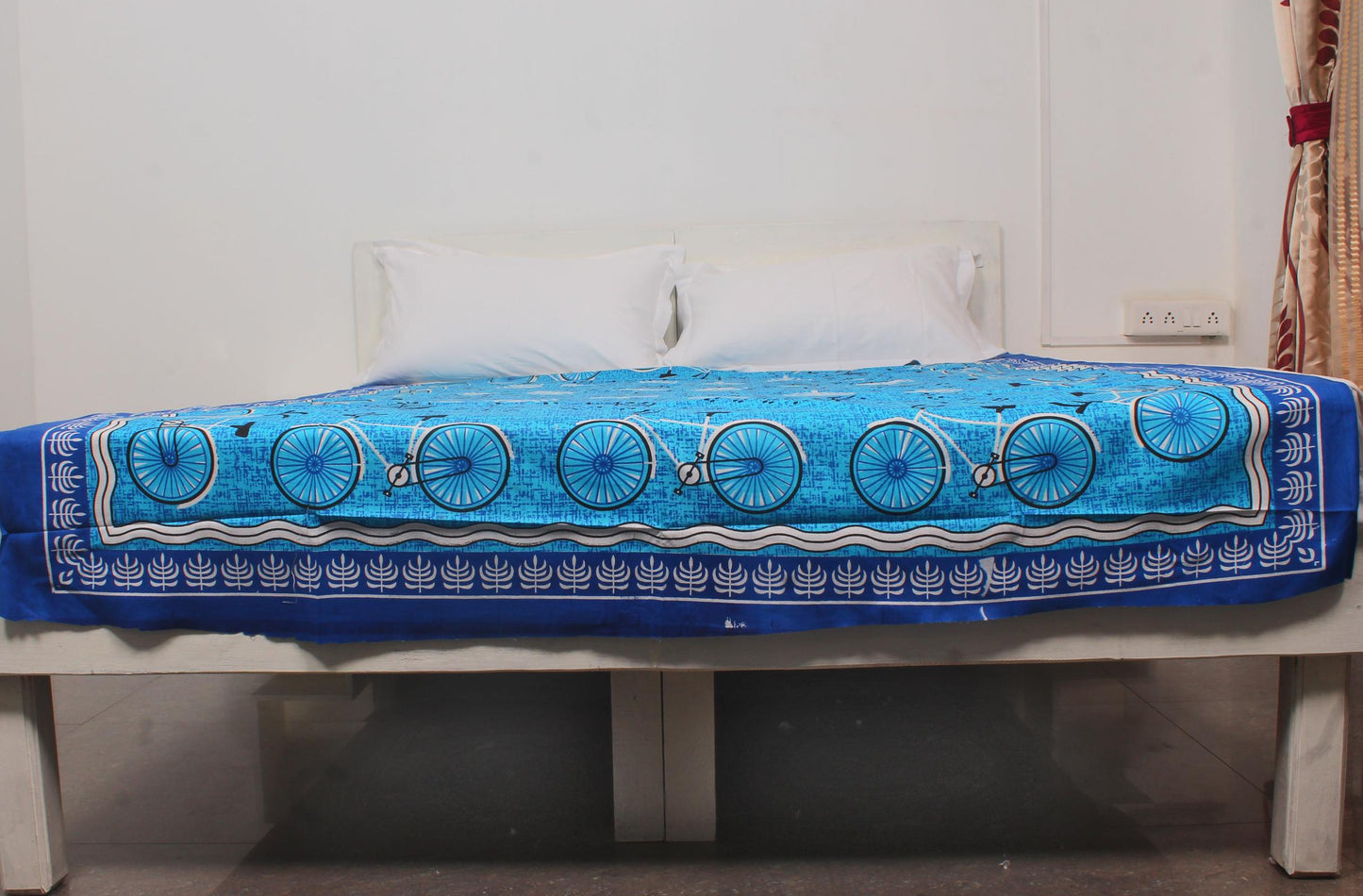 Blue Cycle printed Single Bedsheet 60 x 90 Inches