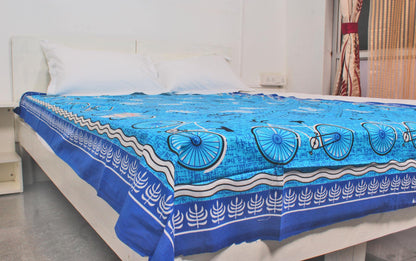 Blue Cycle printed Single Bedsheet 60 x 90 Inches