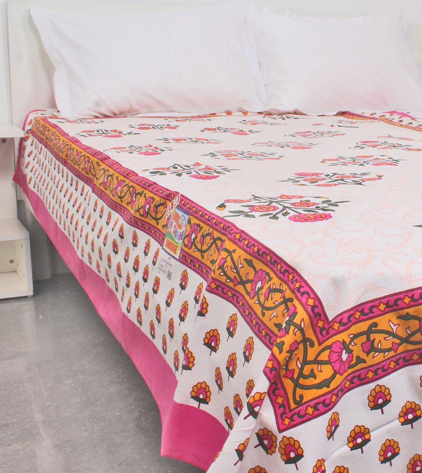 Sandal Floral Print Bordered Single Bedsheet 63 X 90 Inches