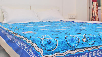 Blue Cycle printed Single Bedsheet 60 x 90 Inches