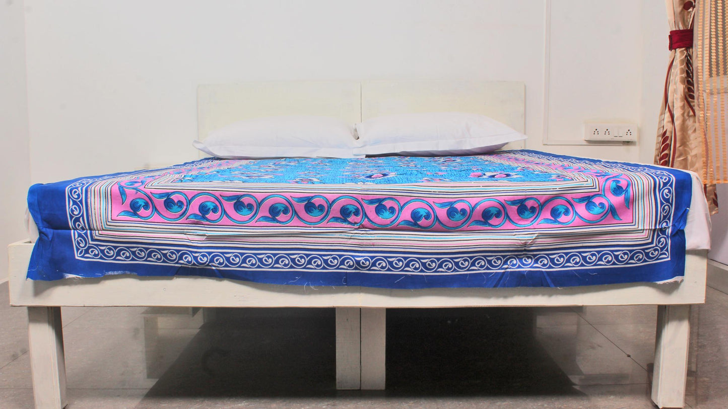 Blue Floral printed Single Bedsheet 60 x 90 Inches