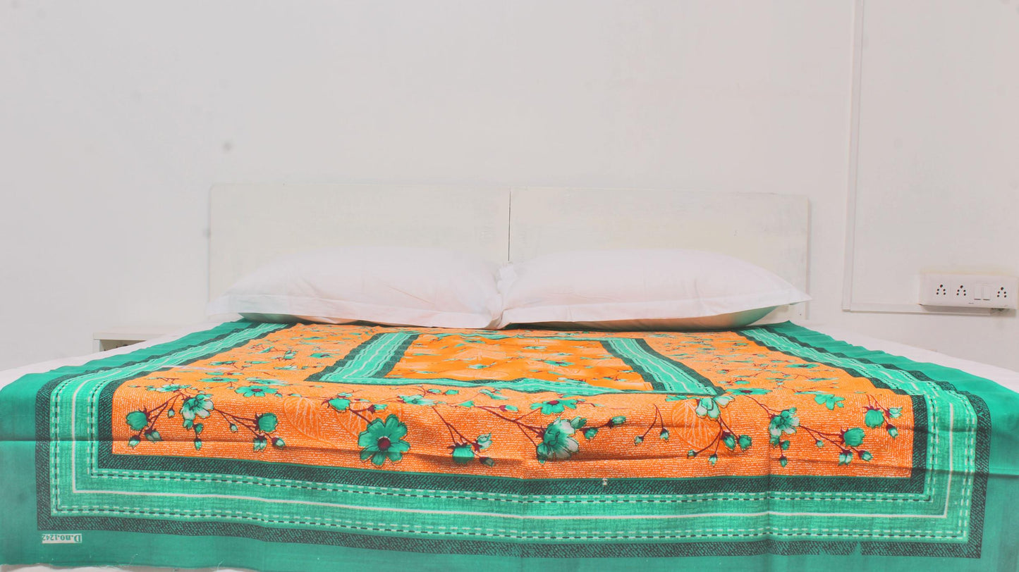 Green Border Geometric Single Bedsheet 60 X 90 Inches