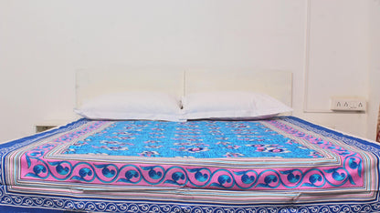 Blue Floral printed Single Bedsheet 60 x 90 Inches