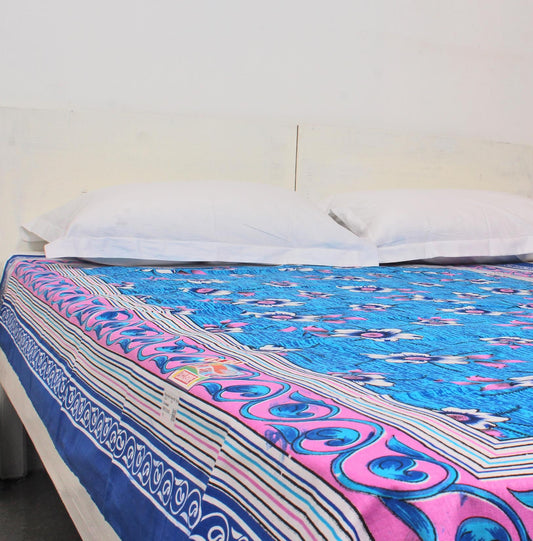 Blue Floral printed Single Bedsheet 60 x 90 Inches