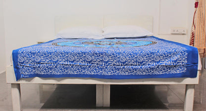 Blue Batik Circle Printed Single Bedsheet 60 x 90 Inches