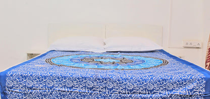 Blue Batik Circle Printed Single Bedsheet 60 x 90 Inches