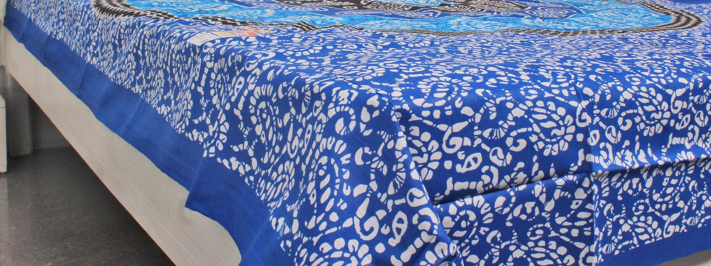 Blue Batik Circle Printed Single Bedsheet 60 x 90 Inches