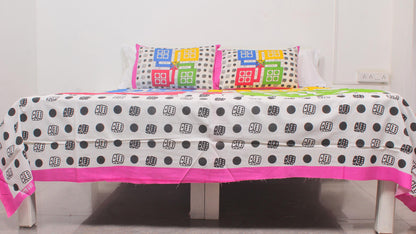 Ludo Print Cotton Printed Double Bedsheet 90 X 100 Inches with 2 Pillow Covers