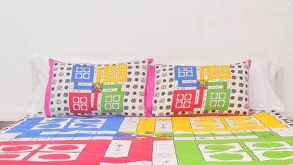 Ludo Print Cotton Printed Double Bedsheet 90 X 100 Inches with 2 Pillow Covers