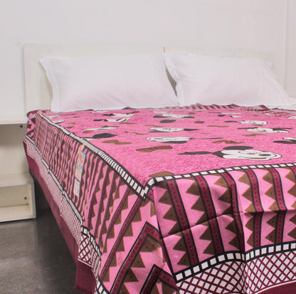 Pink Mickymouse printed Single Bedsheet 60 x 90 Inches