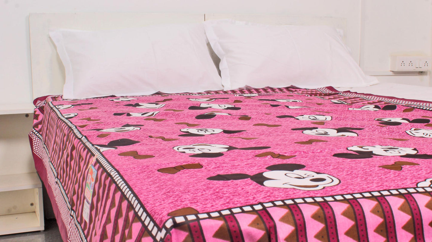 Pink Mickymouse printed Single Bedsheet 60 x 90 Inches