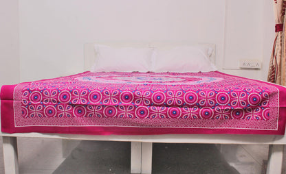 Pink Batik Circle Printed Single Bedsheet 60 x 90 Inches