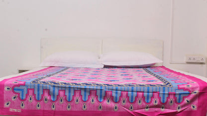 Pink Motifs Border Single Bedsheet 60 X 90 Inches