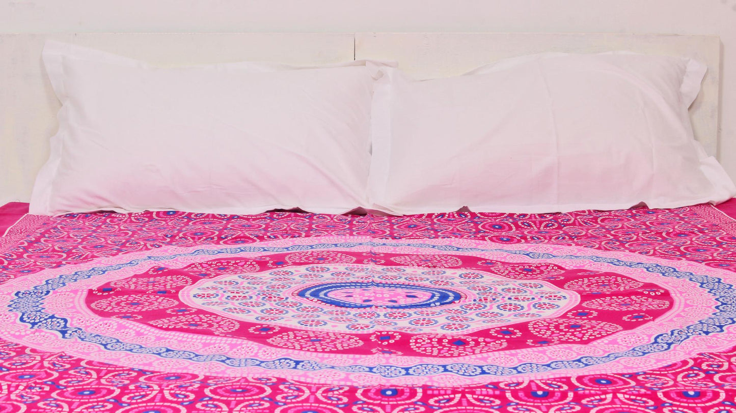 Pink Batik Circle Printed Single Bedsheet 60 x 90 Inches