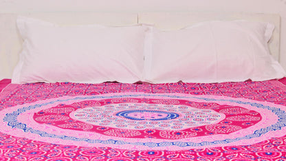 Pink Batik Circle Printed Single Bedsheet 60 x 90 Inches