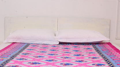 Pink Motifs Border Single Bedsheet 60 X 90 Inches