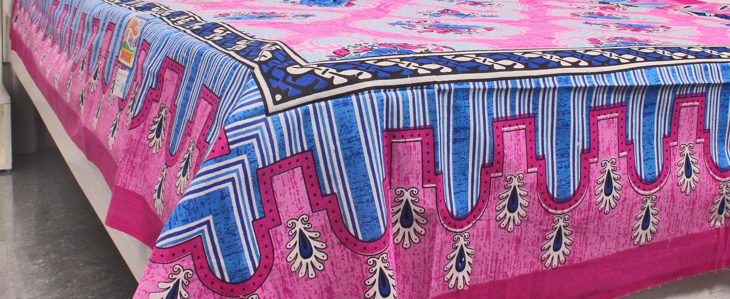 Pink Motifs Border Single Bedsheet 60 X 90 Inches