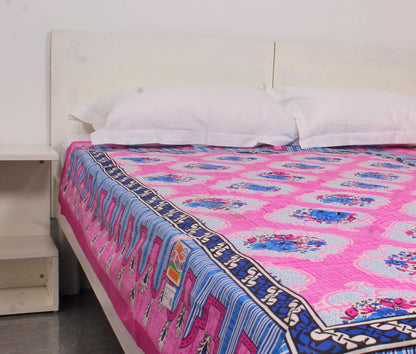 Pink Motifs Border Single Bedsheet 60 X 90 Inches