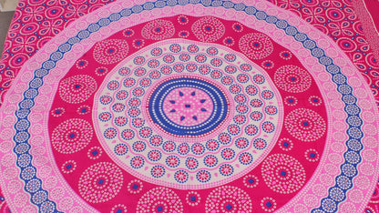 Pink Batik Circle Printed Single Bedsheet 60 x 90 Inches