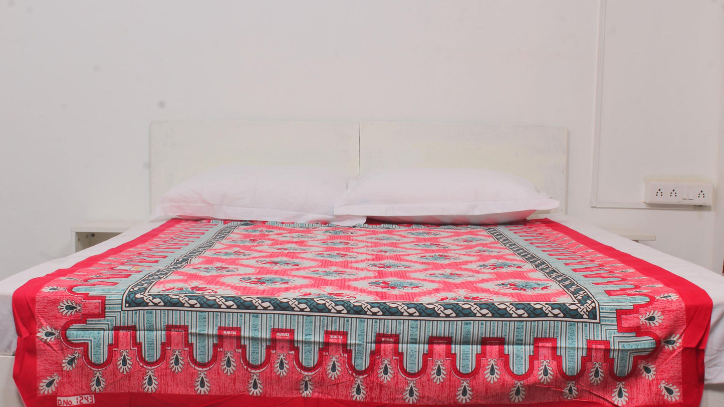 Red Motifs Border Single Bedsheet 60 X 90 Inches