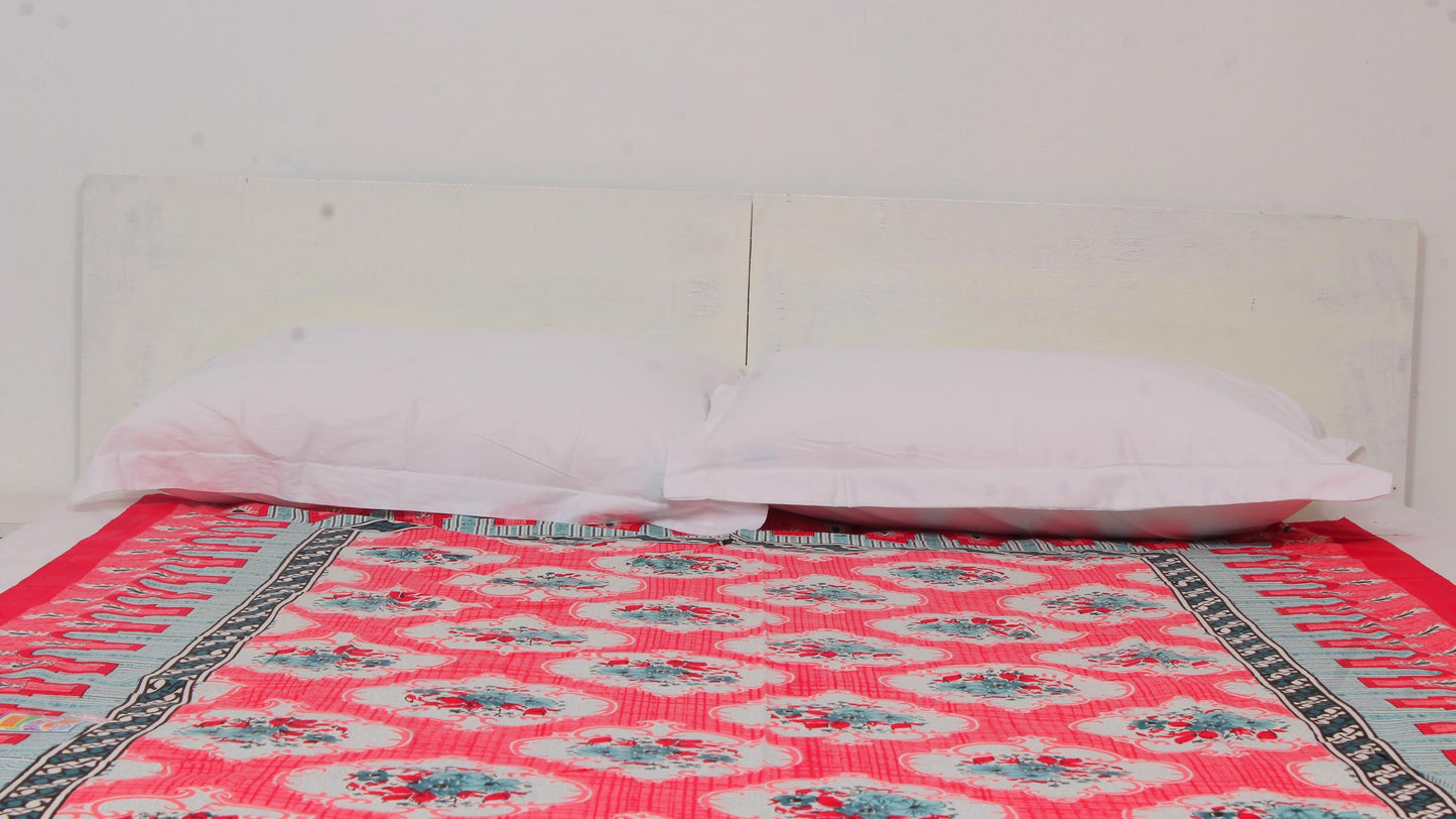 Red Motifs Border Single Bedsheet 60 X 90 Inches