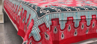 Red Motifs Border Single Bedsheet 60 X 90 Inches