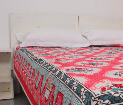 Red Motifs Border Single Bedsheet 60 X 90 Inches