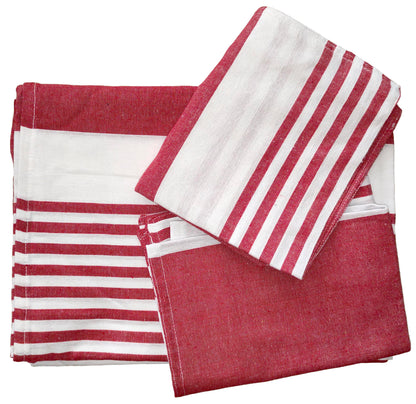 Red Random Stripes Double Bed Sheet 90x100 with 2 Pillow Covers